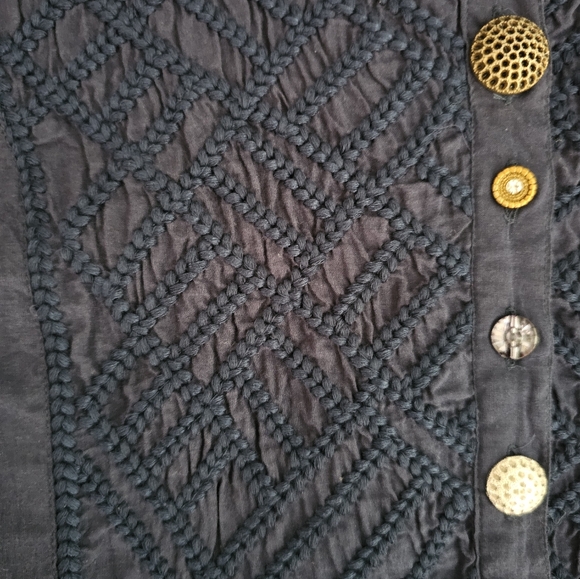 Soft Surroundings Alka Blue Mismatched Button Tunic Shirt Sz PL Costal Grandma - Picture 13 of 16